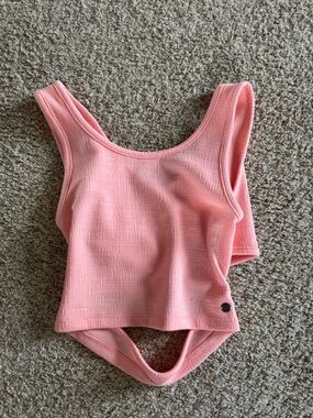 Roxy Coral Pink Ribbed Crop Tank